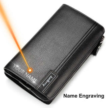 Load image into Gallery viewer, Black Leather Large Capacity Wallets
